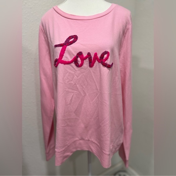 Lilly Pulitzer ‘LOVE’ Pink Beaded Sweatshirt XL NWT - Picture 4 of 12